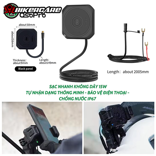 BỘ SẠC KHÔNG DÂY OSOPRO VH MOUNT (SẠC NHANH 15W)