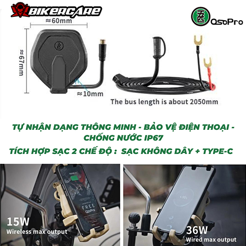 BỘ SẠC KHÔNG DÂY + TYPE-C OSOPRO CHÍNH HÃNG (SẠC NHANH)